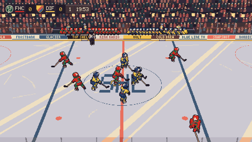 Actual StickAndPuck match screenshot from the game repository, Frölunda versus Djurgården